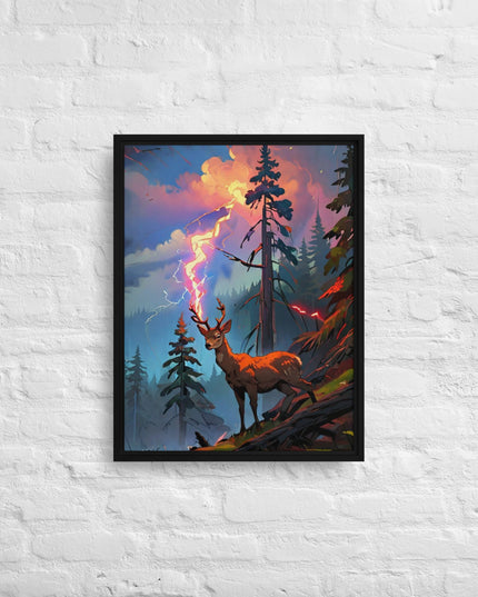Oregon Lightning Strike - Digital Art - Framed canvas