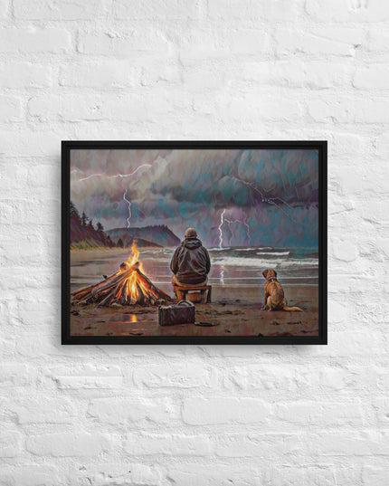 Bonfire in the Storm Digital Art - Framed canvas
