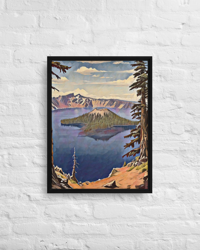Crater Lake - Digital Art - Framed canvas