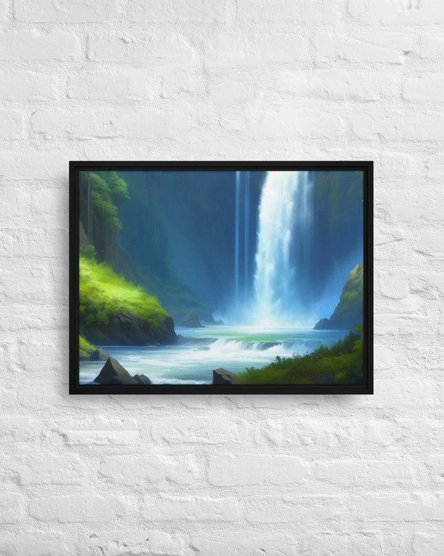 Oregon Waterfall - Digital Art - Framed canvas