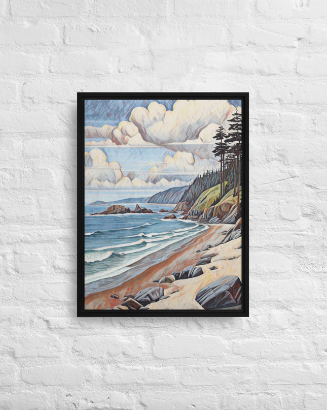 Oregon Coastline - Digital Art - Framed canvas