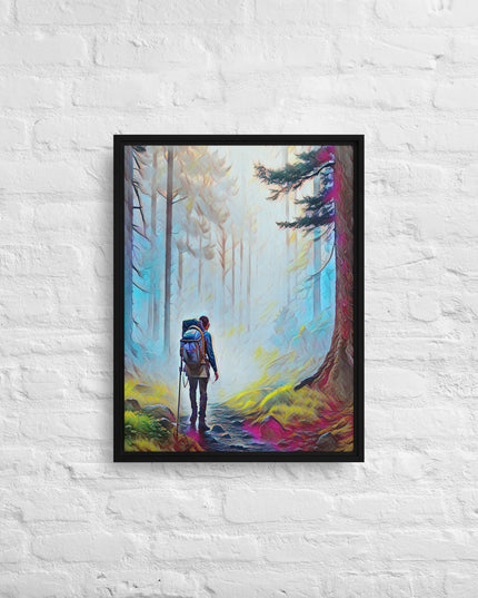 Hiking the Oregon Woods - Digital Art - Framed canvas