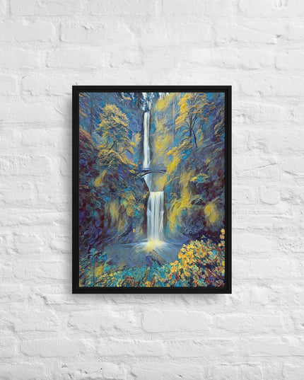 Multnomah Falls/Blue - Digital Art - Framed canvas