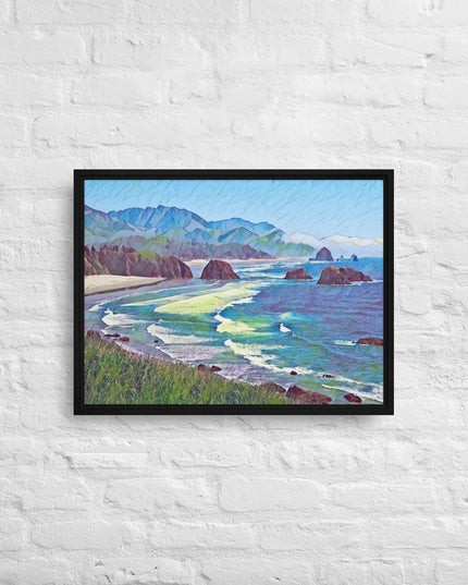 Ecola State Park - Digital Art - Framed canvas