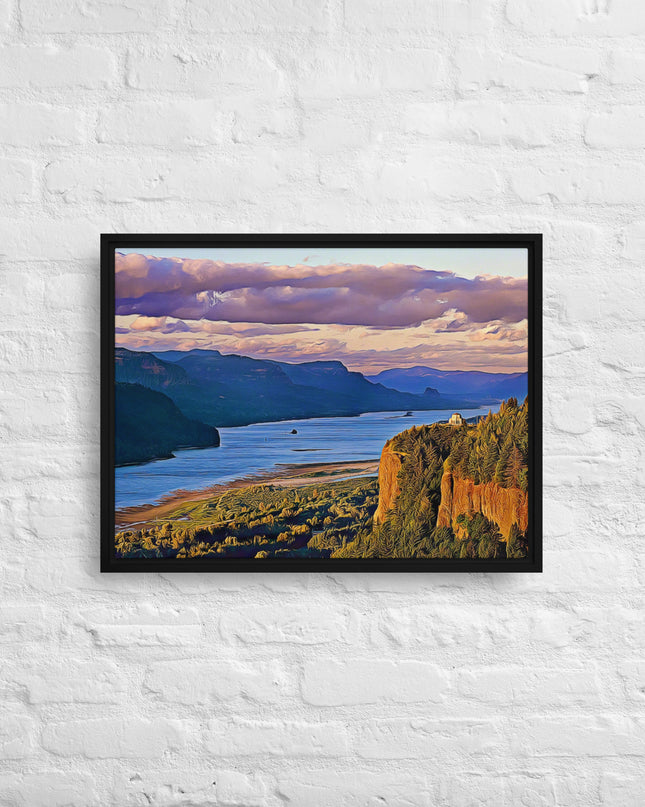 Columbia River Gorge - Digital Art - Framed canvas