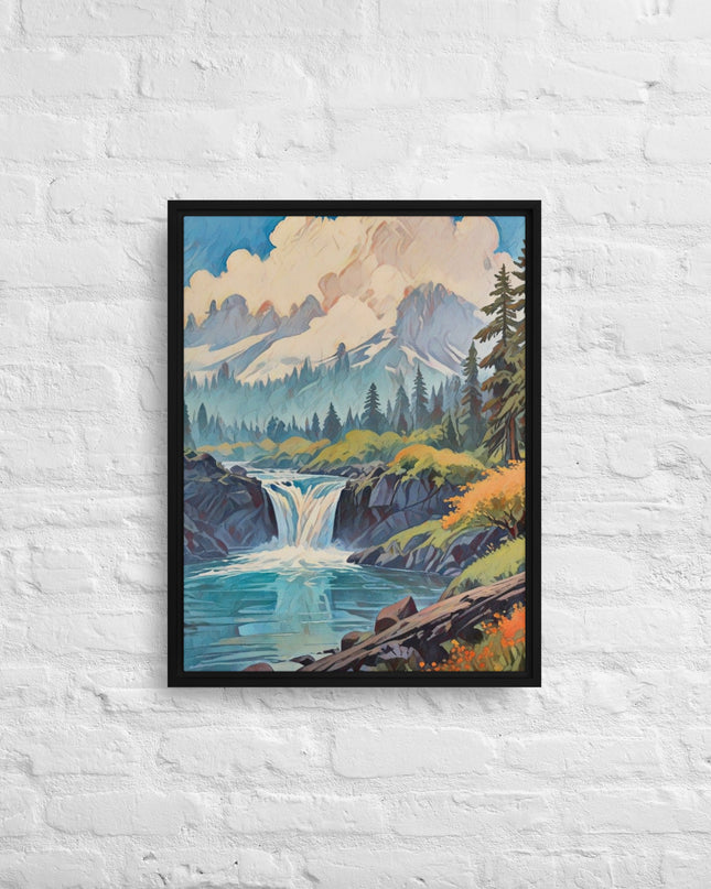 Oregon Hidden Pool - Digital Art Framed canvas