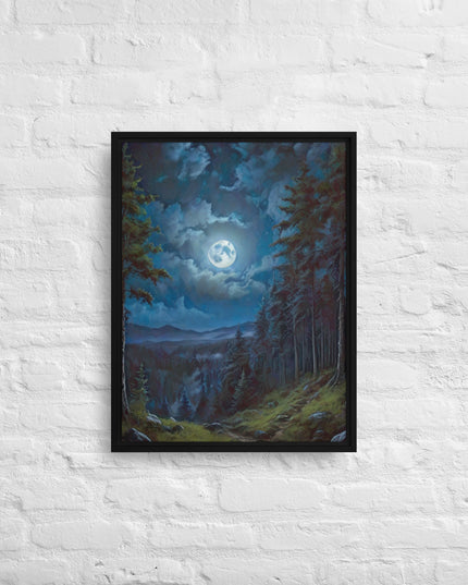 Moon Light in Oregon - Digital Art - Framed canvas