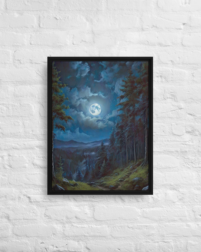 Moon Light in Oregon - Digital Art - Framed canvas