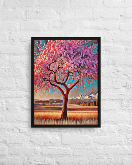 Oregon Cherry Blossoms - Digital Art - Framed canvas