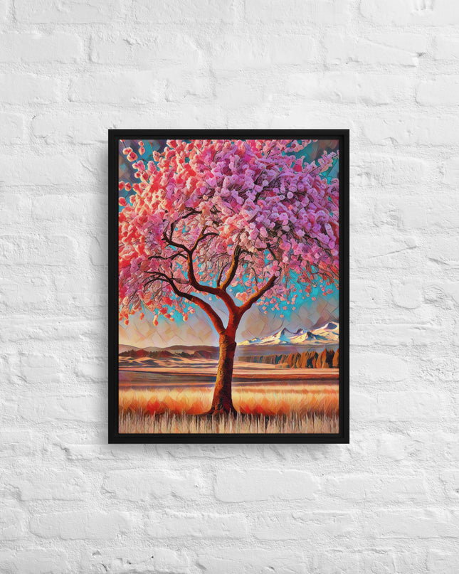 Oregon Cherry Blossoms - Digital Art - Framed canvas