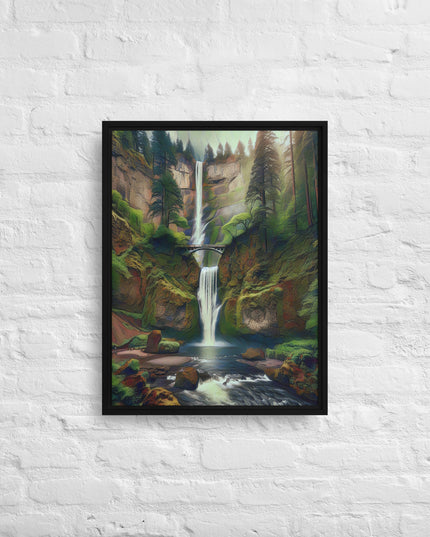 Multnomah Falls - Digital Art - Framed canvas