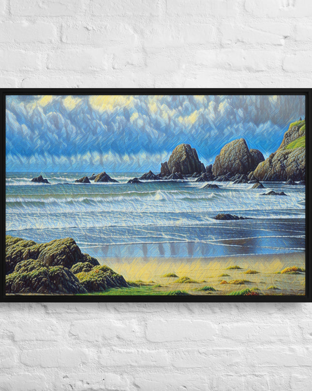Oregon Coast - Digital Art - Framed canvas