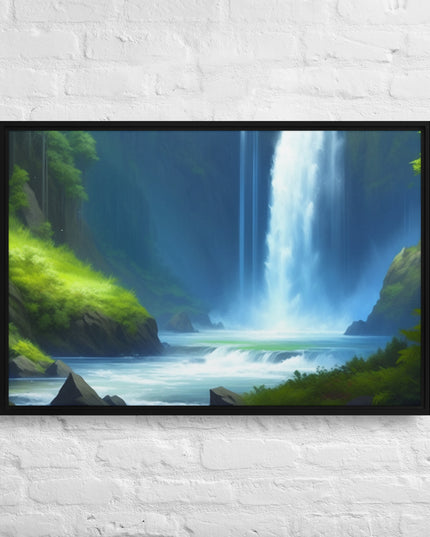 Oregon Waterfall - Digital Art - Framed canvas