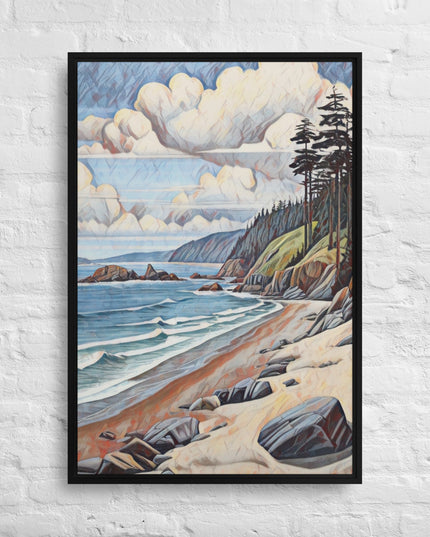 Oregon Coastline - Digital Art - Framed canvas