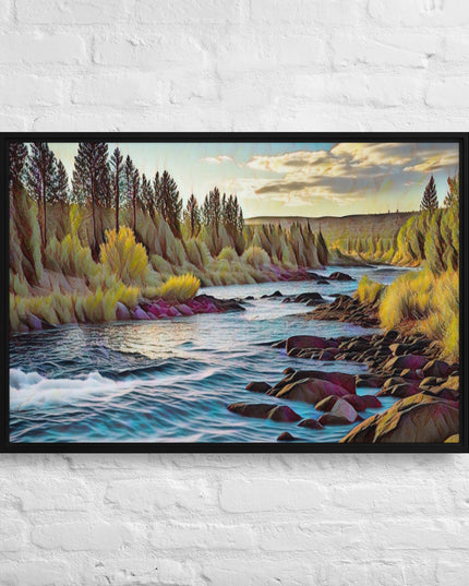 Oregon River - Digital Art - Framed canvas