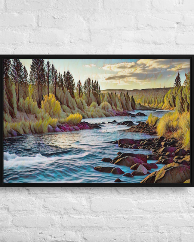 Oregon River - Digital Art - Framed canvas