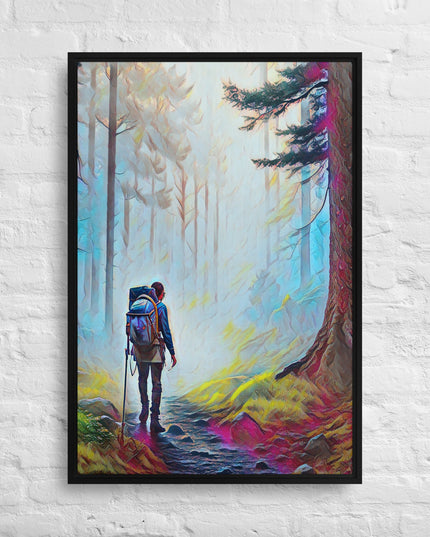 Hiking the Oregon Woods - Digital Art - Framed canvas
