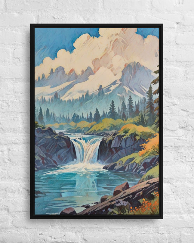 Oregon Hidden Pool - Digital Art Framed canvas