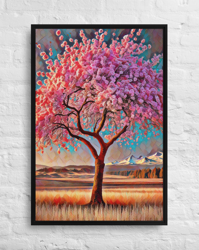 Oregon Cherry Blossoms - Digital Art - Framed canvas