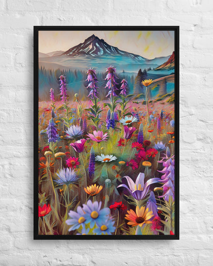 Oregon Wildflowers - Digital Art - Framed canvas