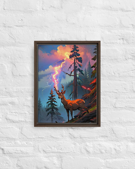 Oregon Lightning Strike - Digital Art - Framed canvas