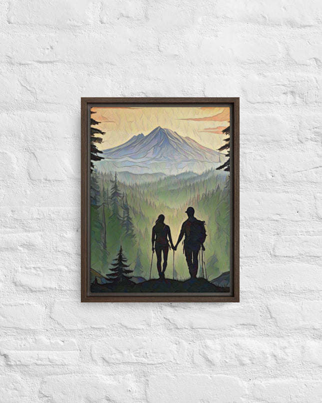 Oregon Hikers - Digital Art - Framed canvas