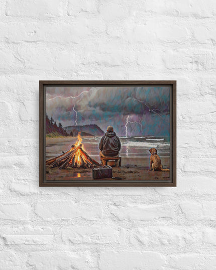 Bonfire in the Storm Digital Art - Framed canvas