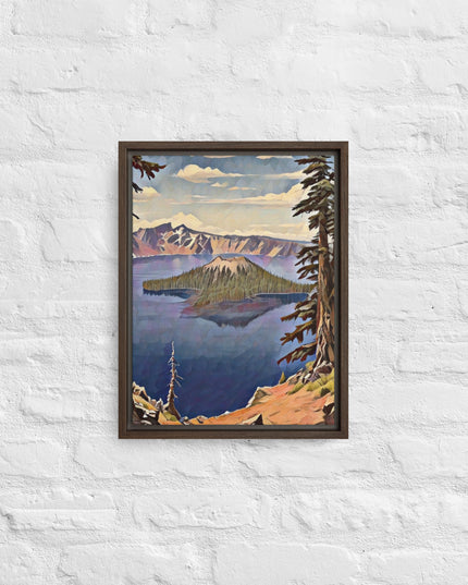 Crater Lake - Digital Art - Framed canvas