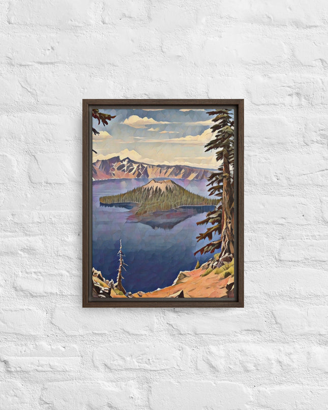 Crater Lake - Digital Art - Framed canvas