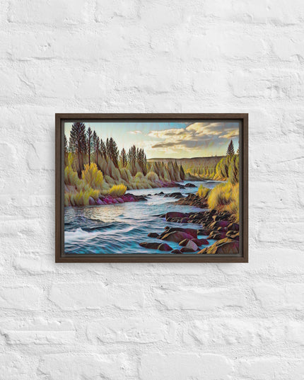 Oregon River - Digital Art - Framed canvas