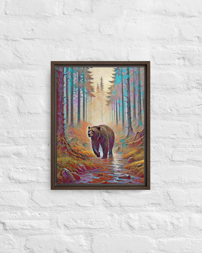 Oregon Bear in the Woods - Digital Art - Framed canvas