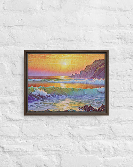Oregon Coast Sunset - Digital Art - Framed canvas