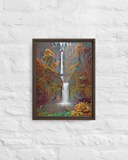Multnomah Falls/Autumn - Digital Art - Framed canvas