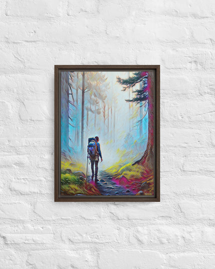Hiking the Oregon Woods - Digital Art - Framed canvas