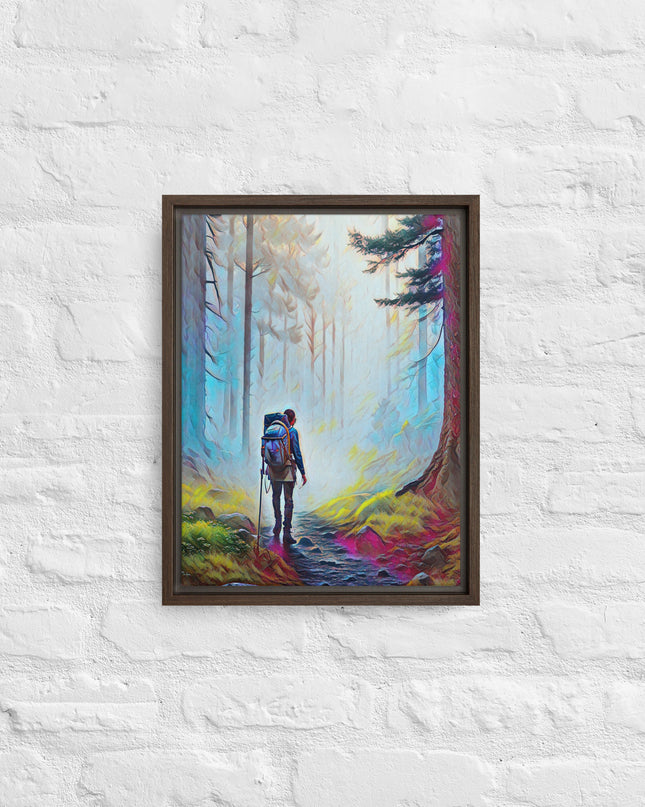 Hiking the Oregon Woods - Digital Art - Framed canvas