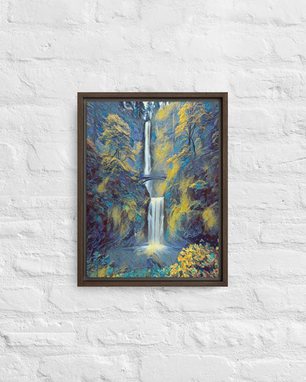 Multnomah Falls/Blue - Digital Art - Framed canvas