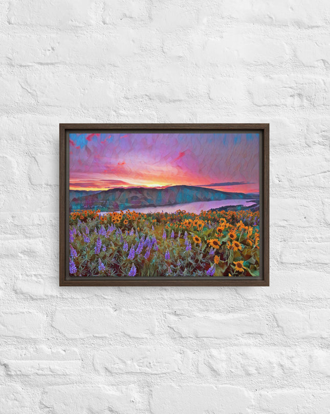 Columbia Gorge Wildflowers - Digital Art - Framed canvas