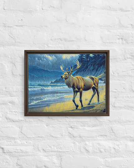 Elk on the Beach - Framed canvas