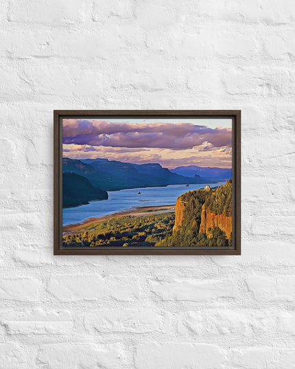 Columbia River Gorge - Digital Art - Framed canvas