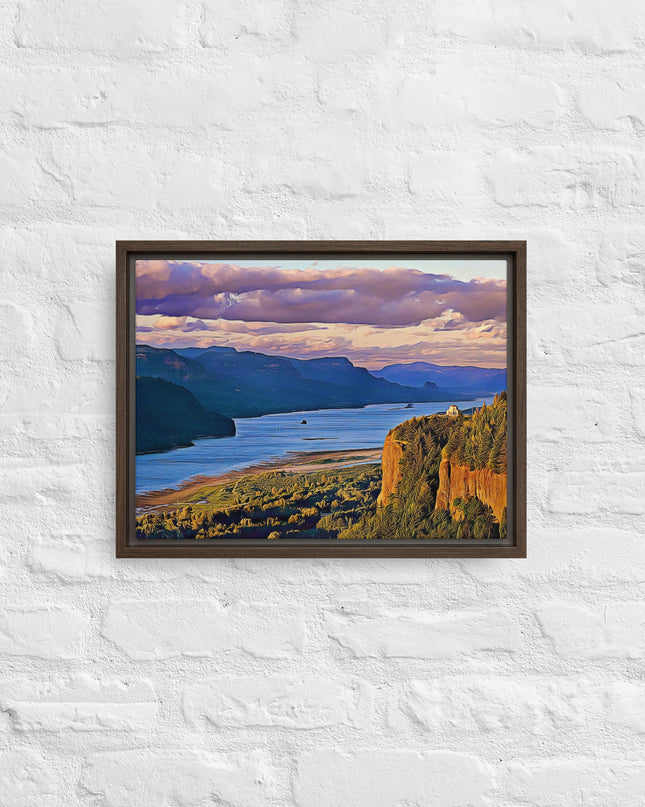 Columbia River Gorge - Digital Art - Framed canvas