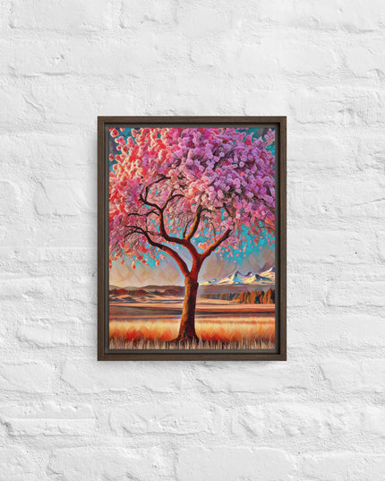 Oregon Cherry Blossoms - Digital Art - Framed canvas