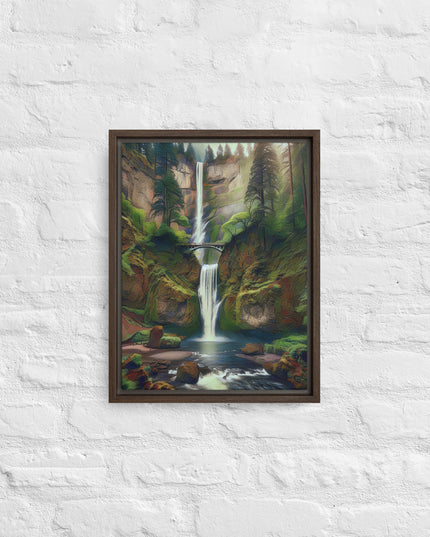 Multnomah Falls - Digital Art - Framed canvas