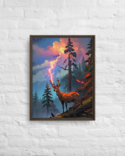Oregon Lightning Strike - Digital Art - Framed canvas