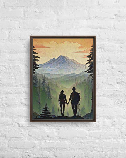 Oregon Hikers - Digital Art - Framed canvas