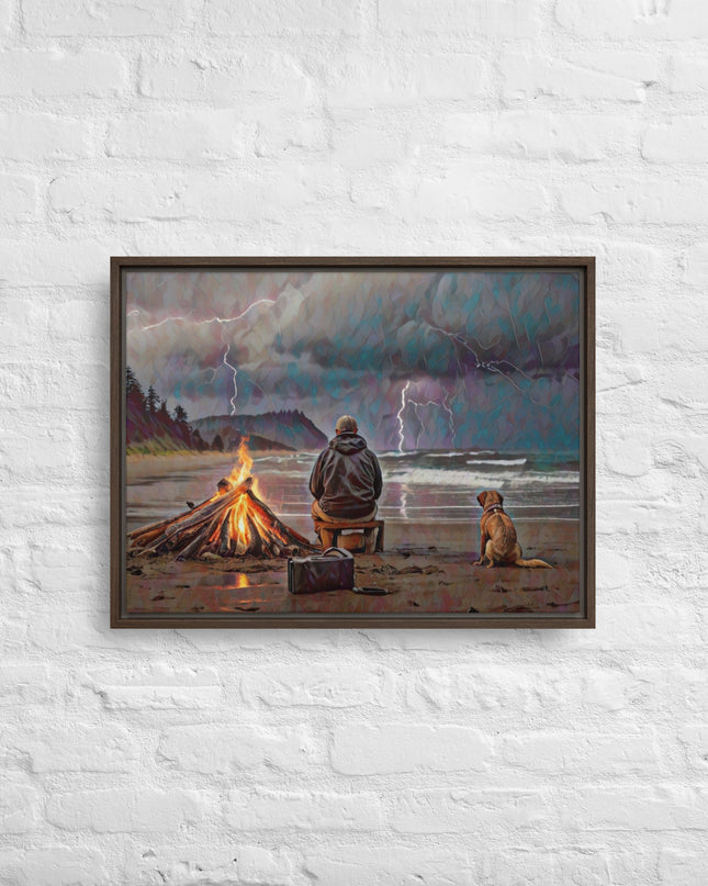 Bonfire in the Storm Digital Art - Framed canvas