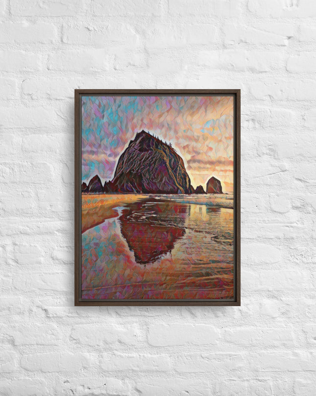 Haystack Rock - Digital Art - Framed canvas