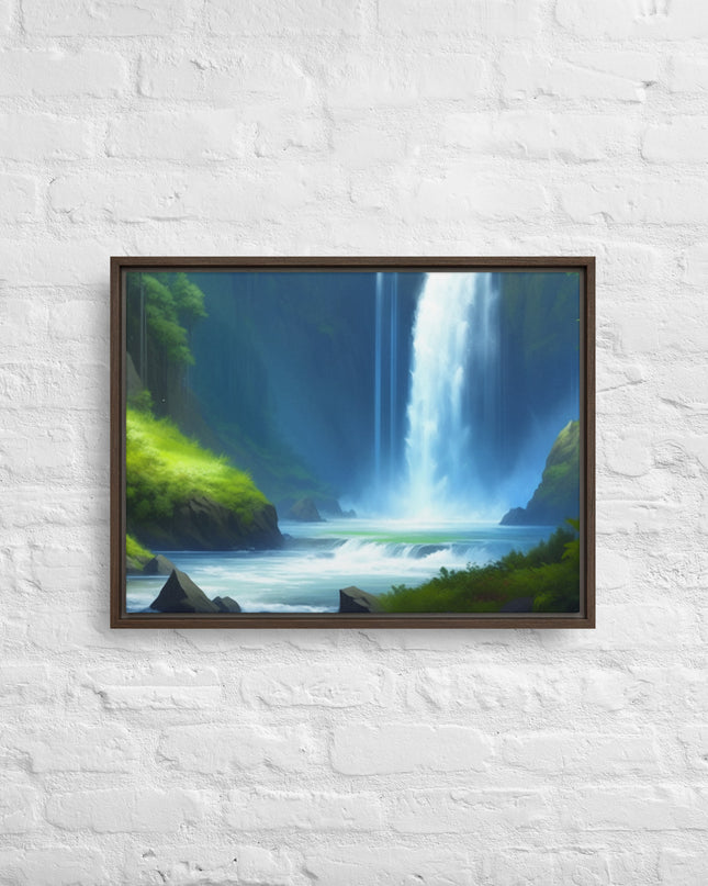 Oregon Waterfall - Digital Art - Framed canvas