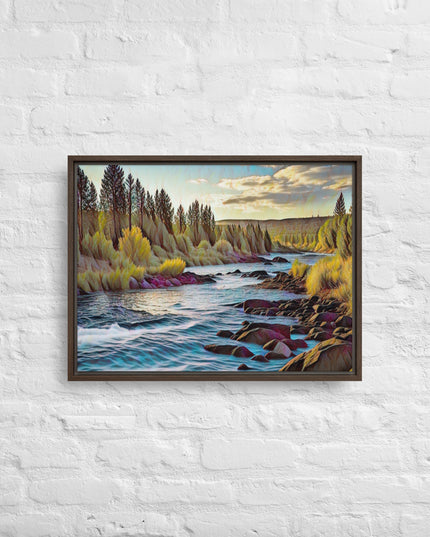 Oregon River - Digital Art - Framed canvas