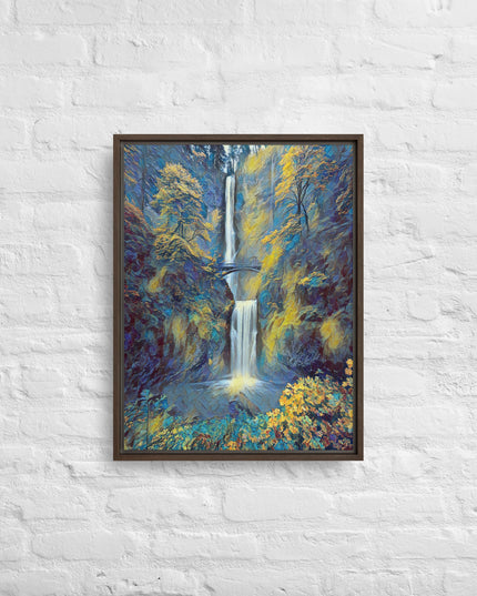 Multnomah Falls/Blue - Digital Art - Framed canvas