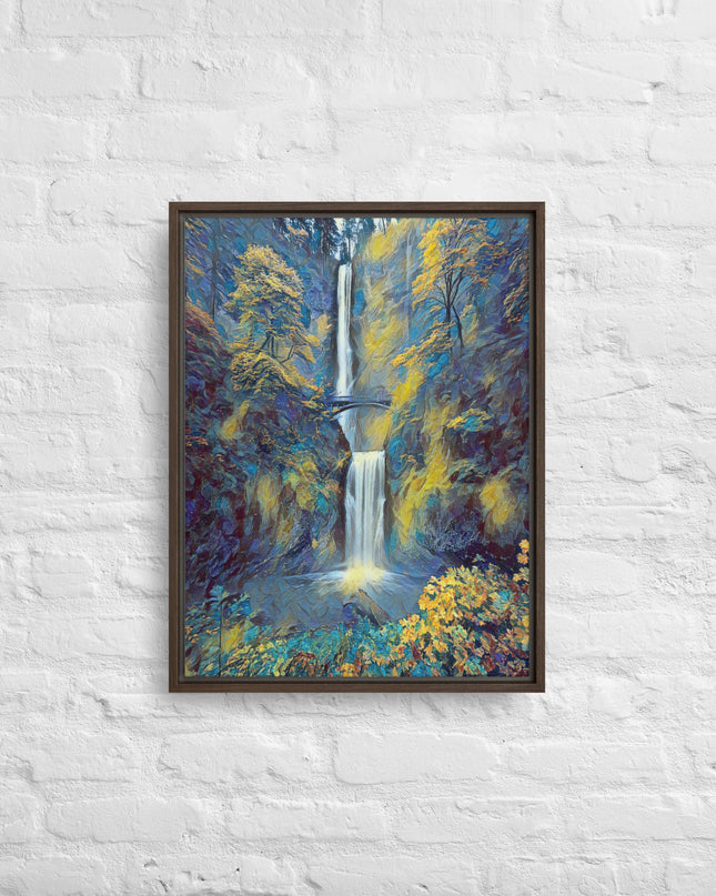 Multnomah Falls/Blue - Digital Art - Framed canvas